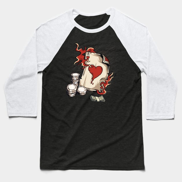 Ace of Hearts Baseball T-Shirt by Dark Planet Tees